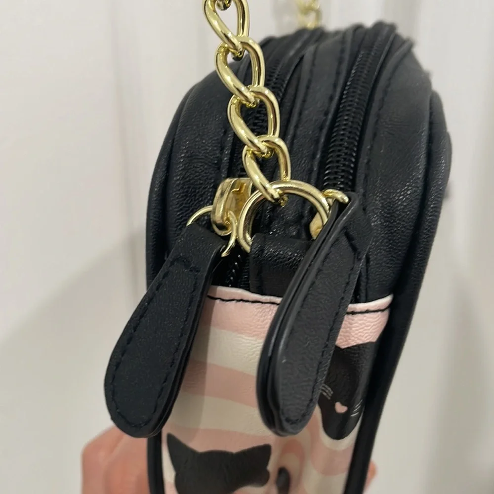 Kitty cat Betsy Johnson pink and black purse - Picture 4 of 9